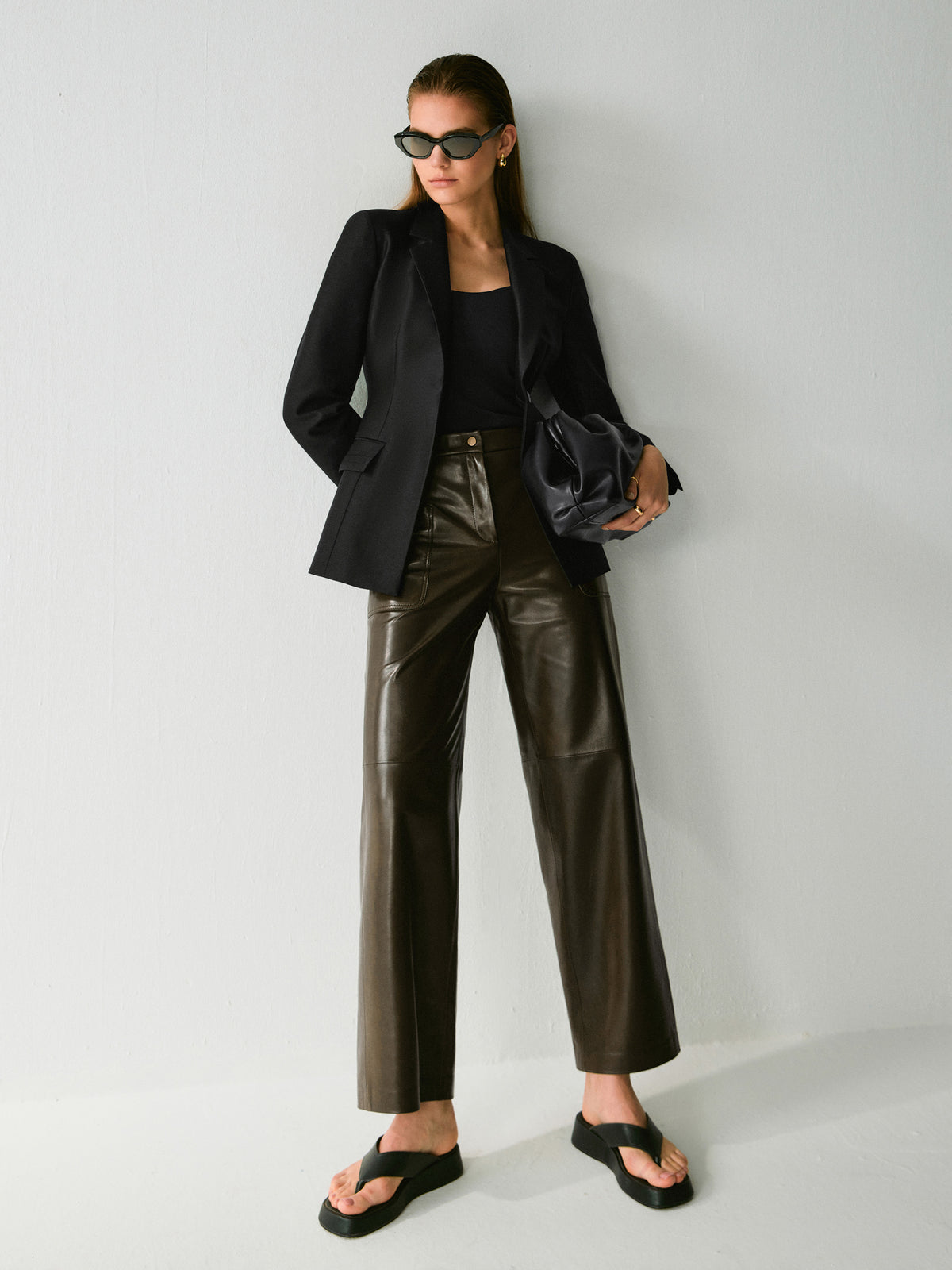 Greer Lambskin Wide-Leg Trousers