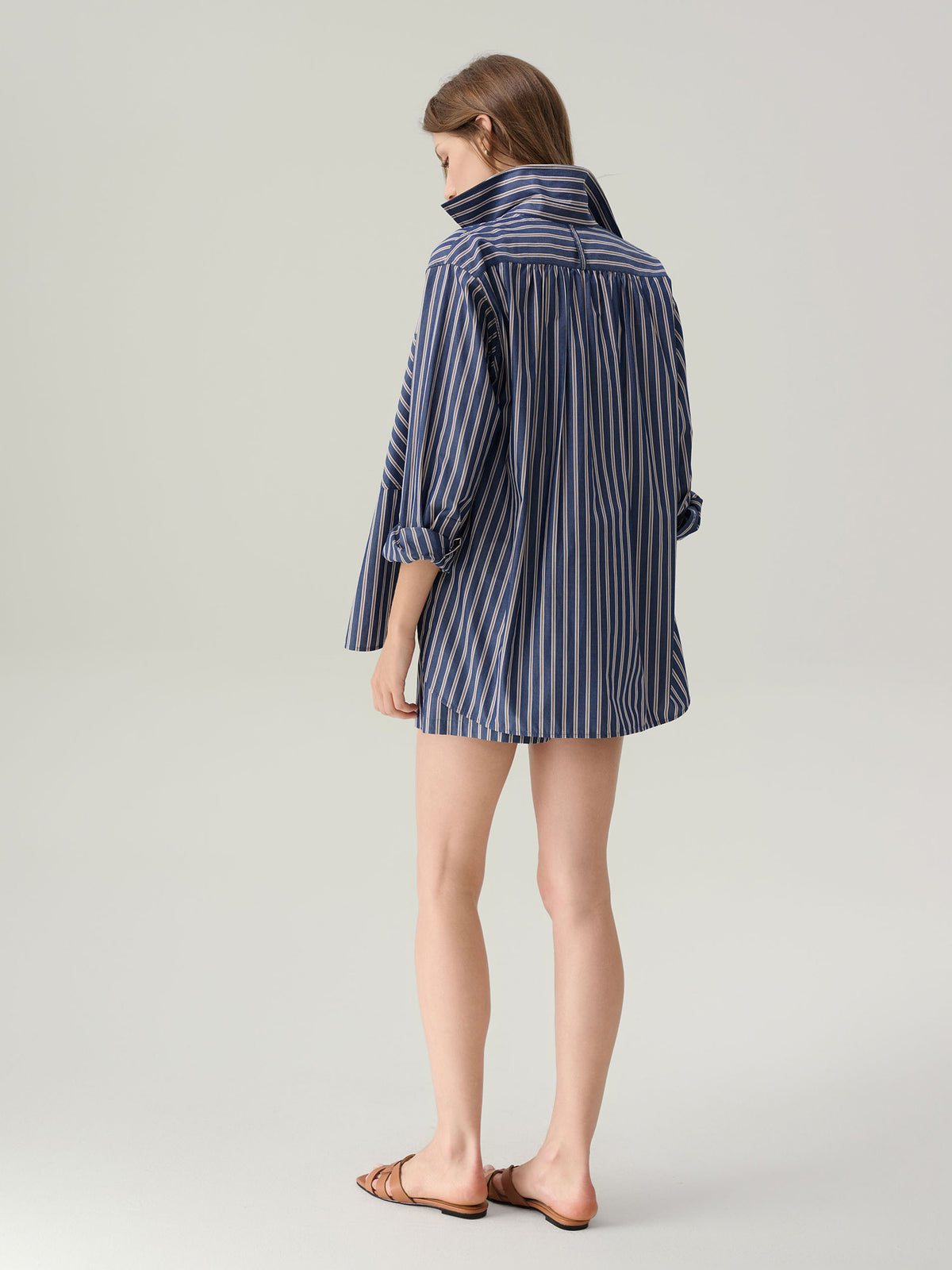 Sybil Striped Cotton Button Down Top