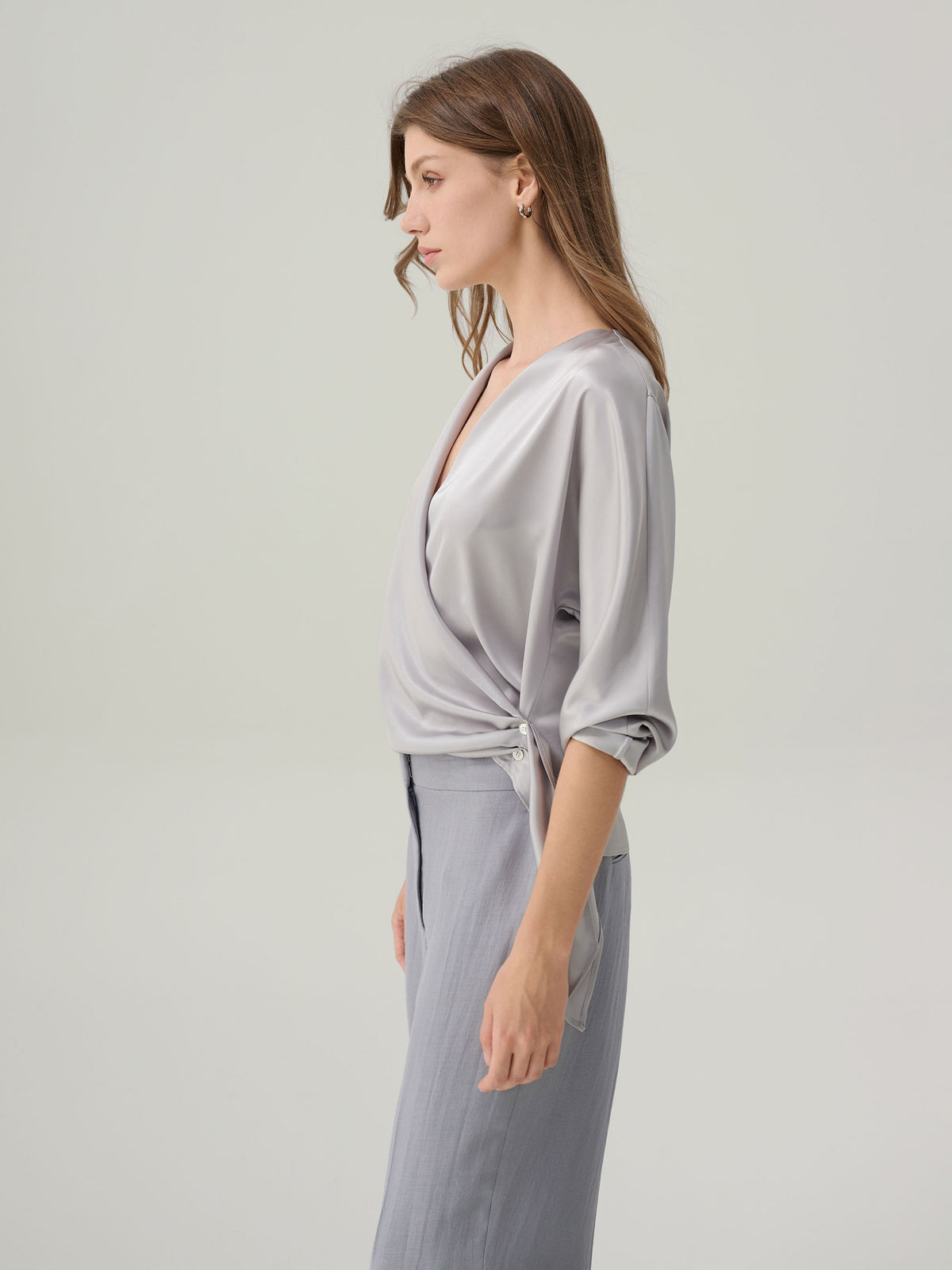 Juliette Satin Wrap 
Blouse