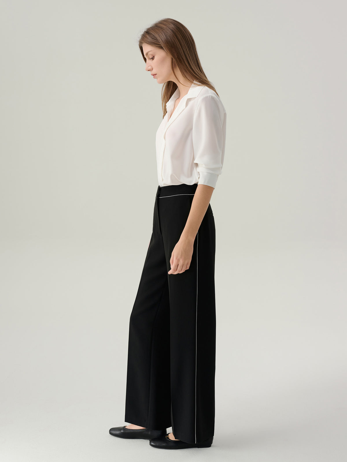 Dahlia Pleated Button 
Down Blouse