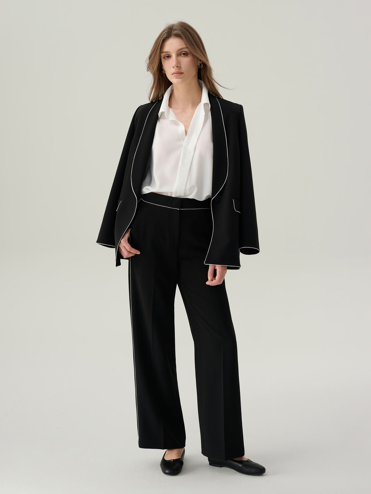 Dahlia Pleated Button 
Down Blouse