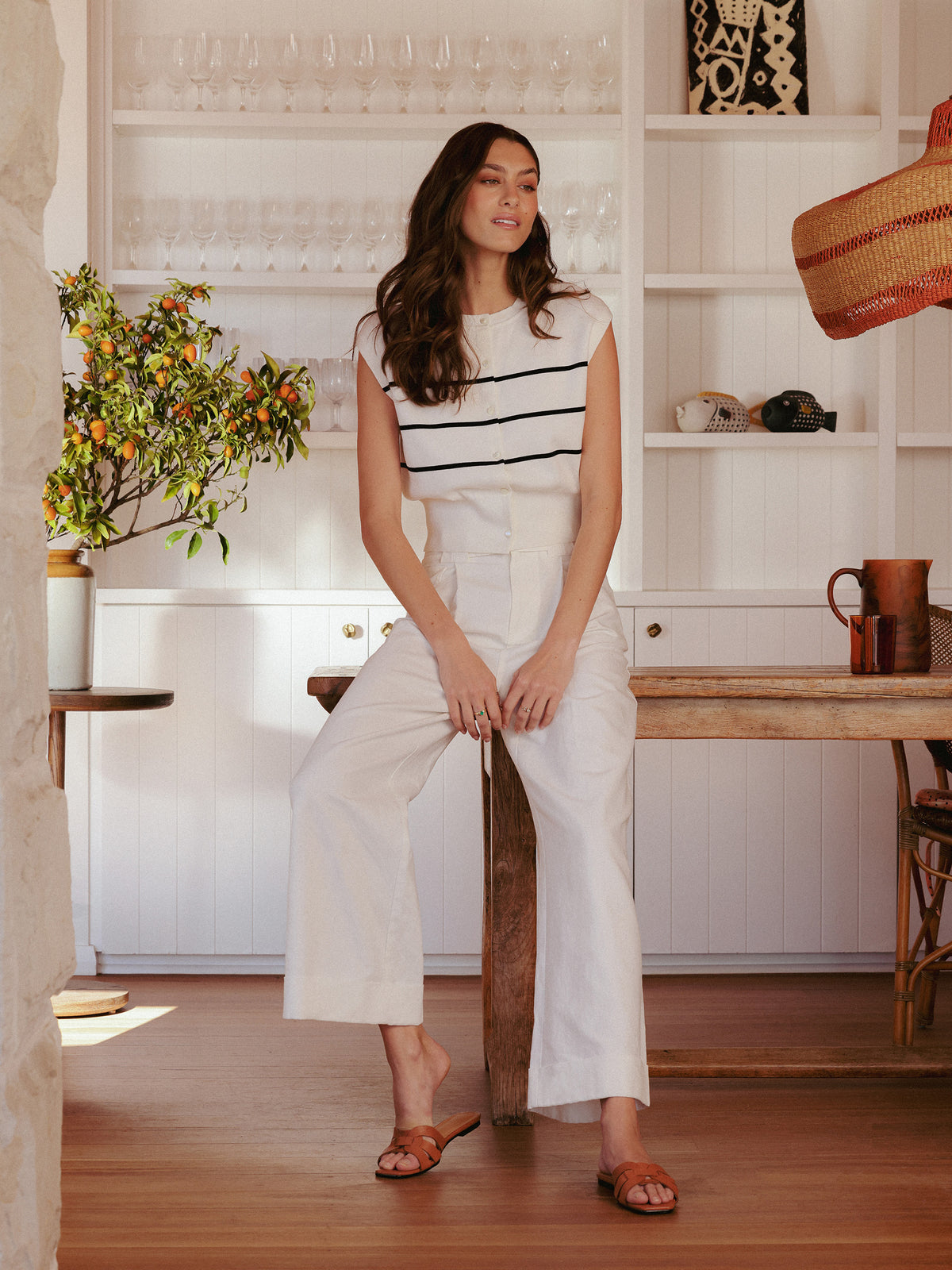 Lena Striped Button Up Top
