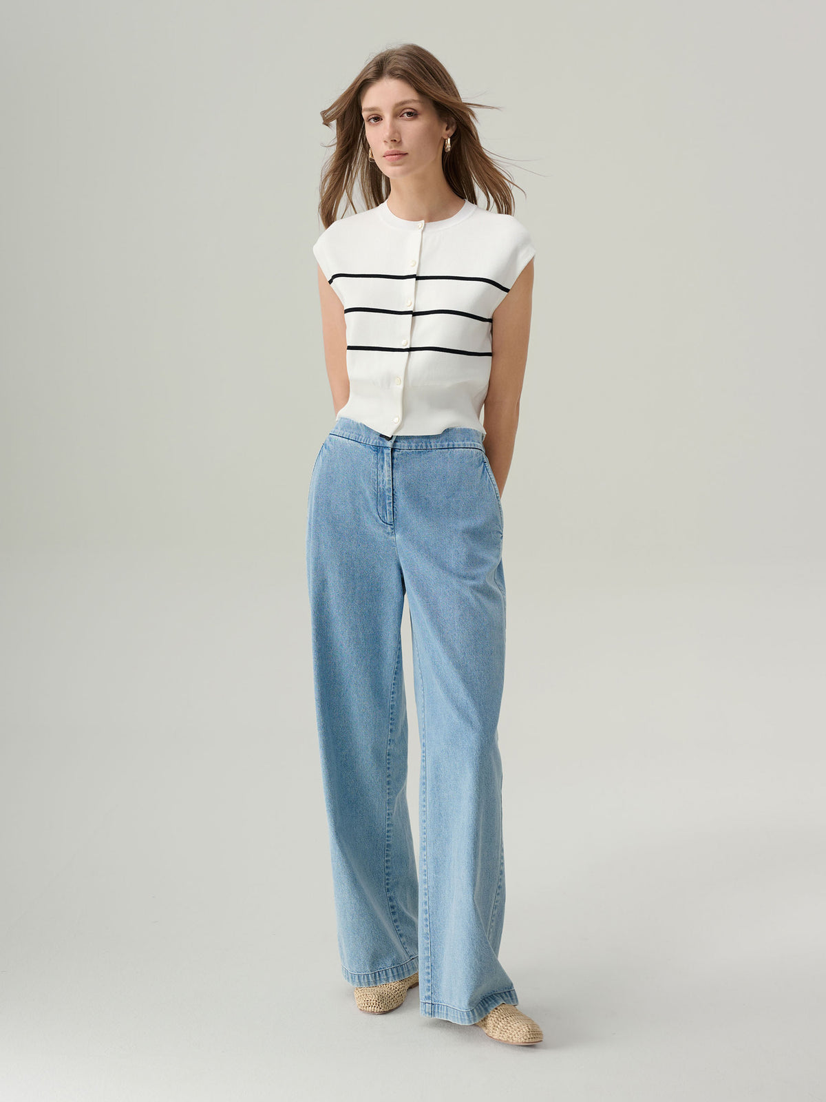 Lena Striped Button Up Top