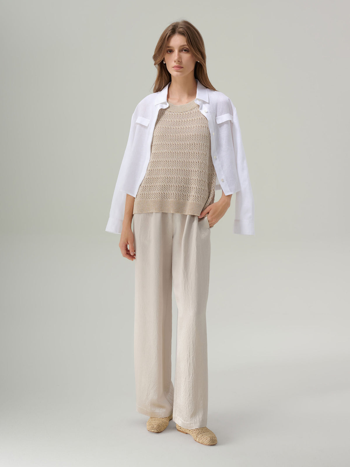 MIRI CRINKLE SATIN WIDE LEG PANT