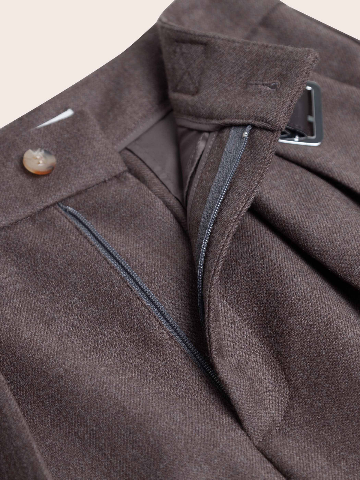 KENNY WOOL PLEATED SLIM TROUSERS(LIGHT COLOR)