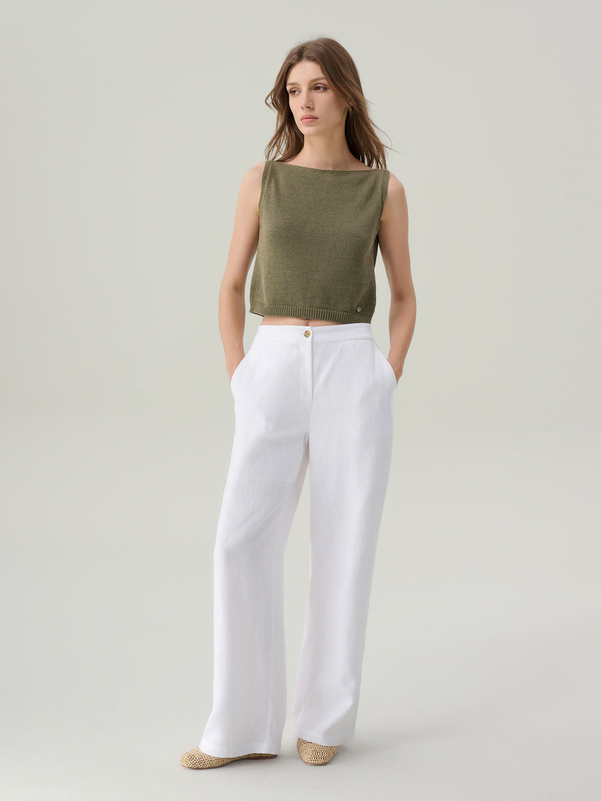 Winslie White Linen Pants