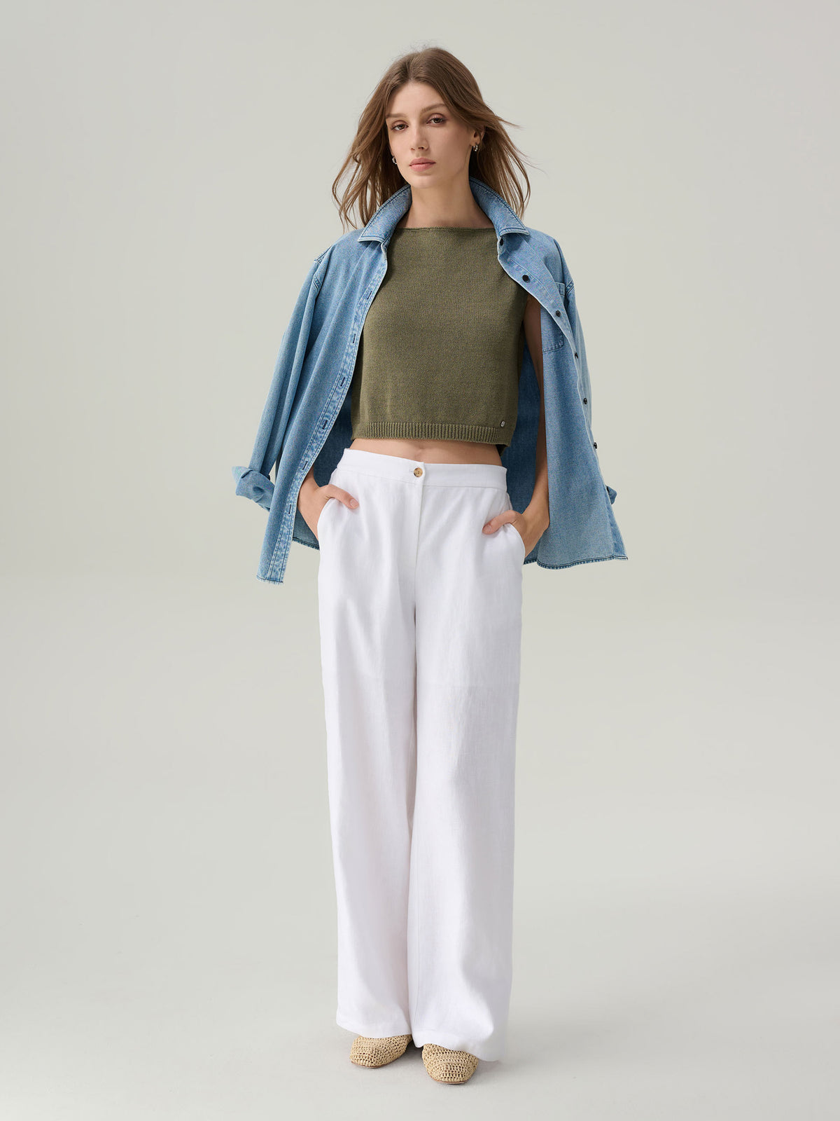 Winslie White Linen Pants