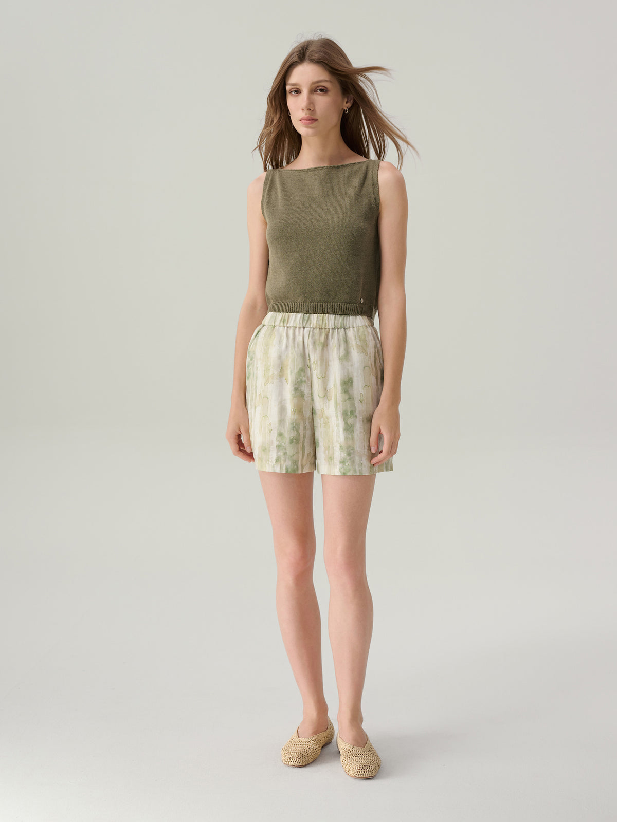 Riley Agave Green High Waisted Shorts