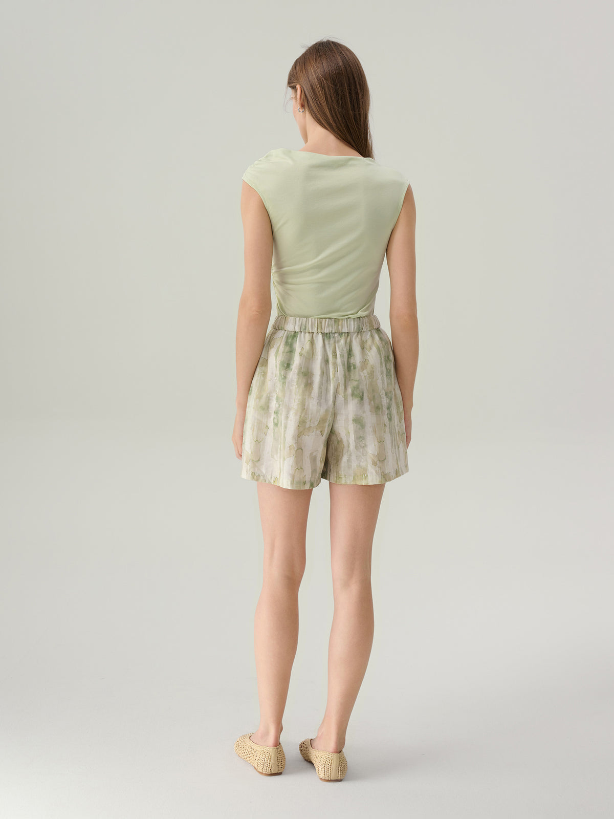 Riley Agave Green High Waisted Shorts