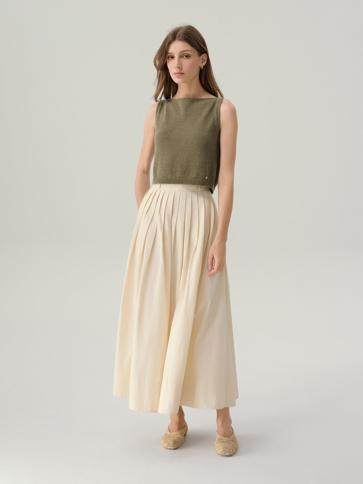Sunny Cotton Midi Skirt