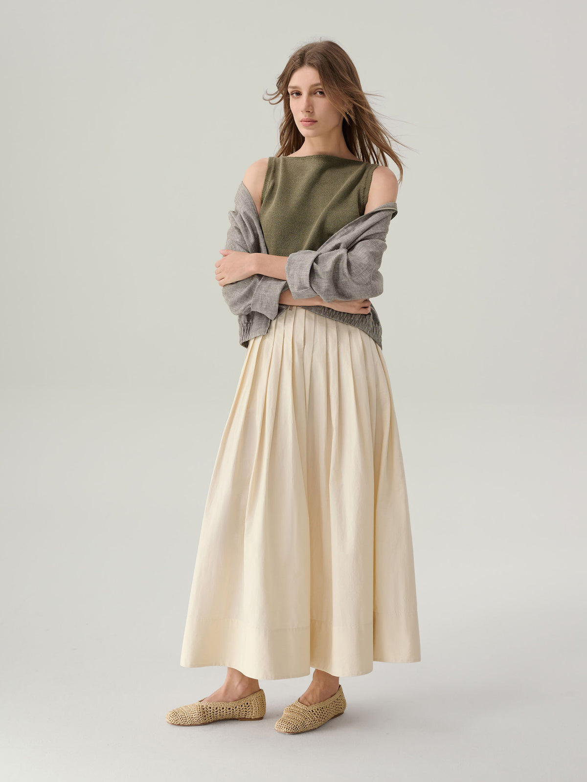 Sunny Cotton Midi Skirt