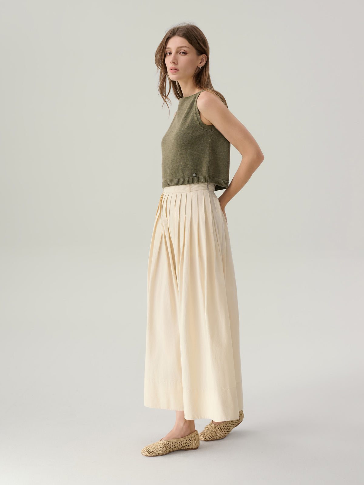 Sunny Cotton Midi Skirt