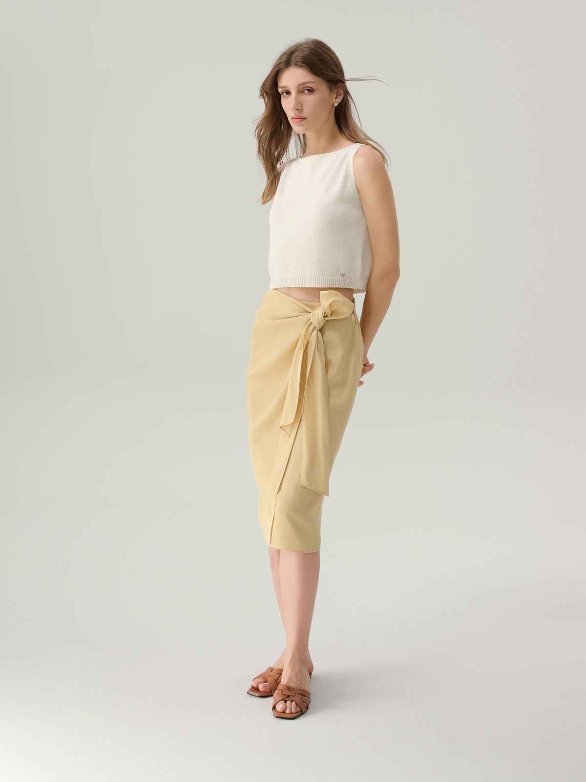 Jane Linen Wrap Midi Skirt