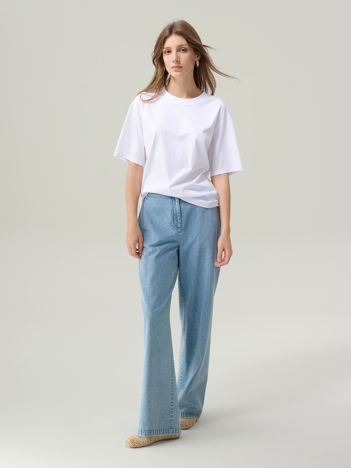 Sylvia Cotton/Silk White T-Shirt