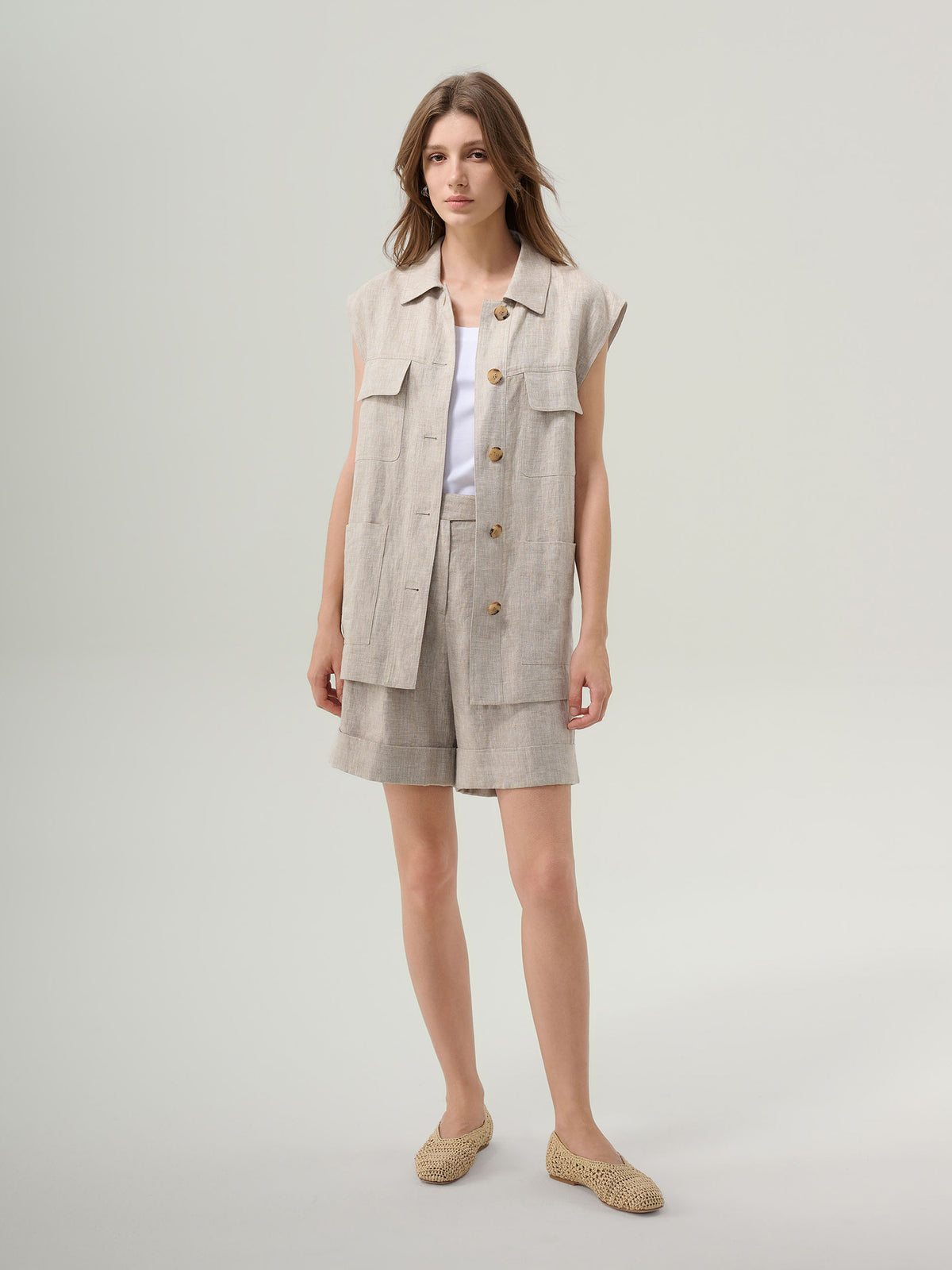 Josephine Oversized Linen Vest