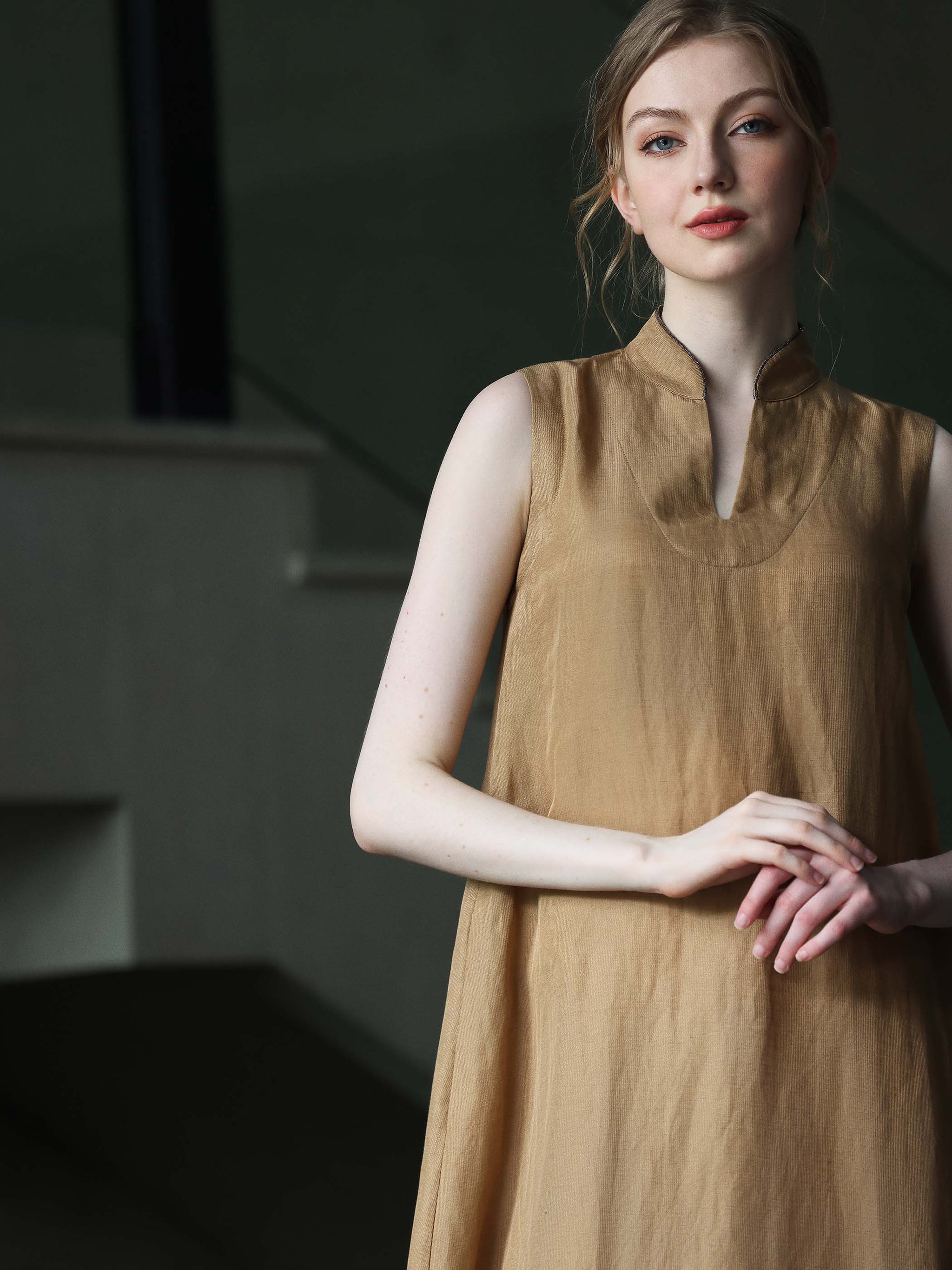 Mandarin Silk Linen Dress| Women's Designer Clothing Australia | IDA+S Mandarin Silk Linen Dress| Women's Designer Clothing Australia | IDA+S
