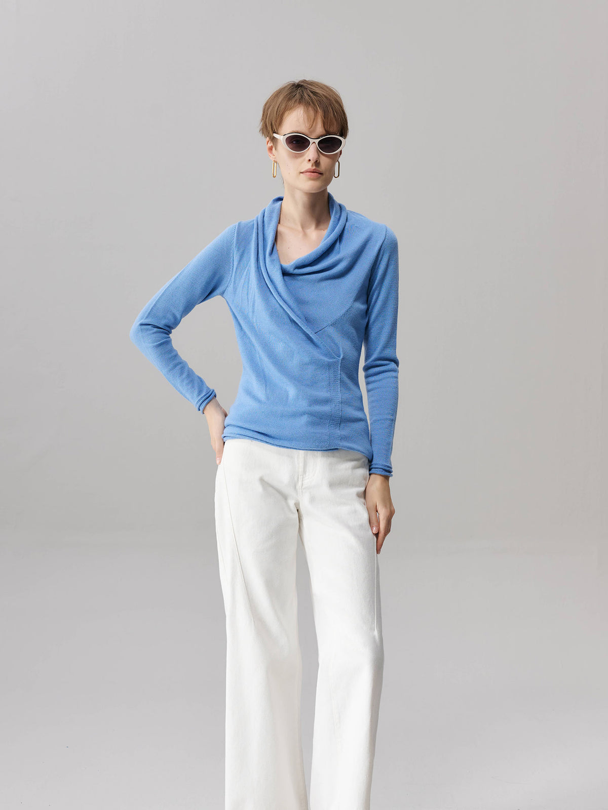 Lisa Drape Neck Wool Knit