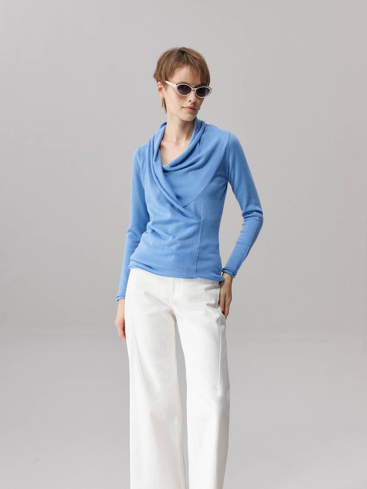 Lisa Drape Neck Wool Knit