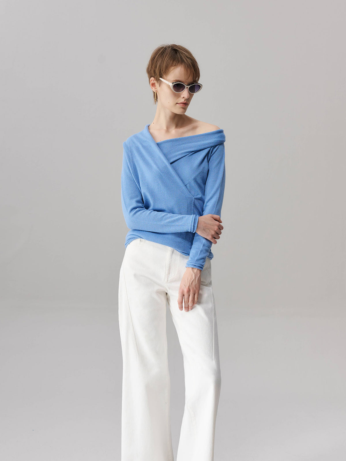 Lisa Drape Neck Wool Knit