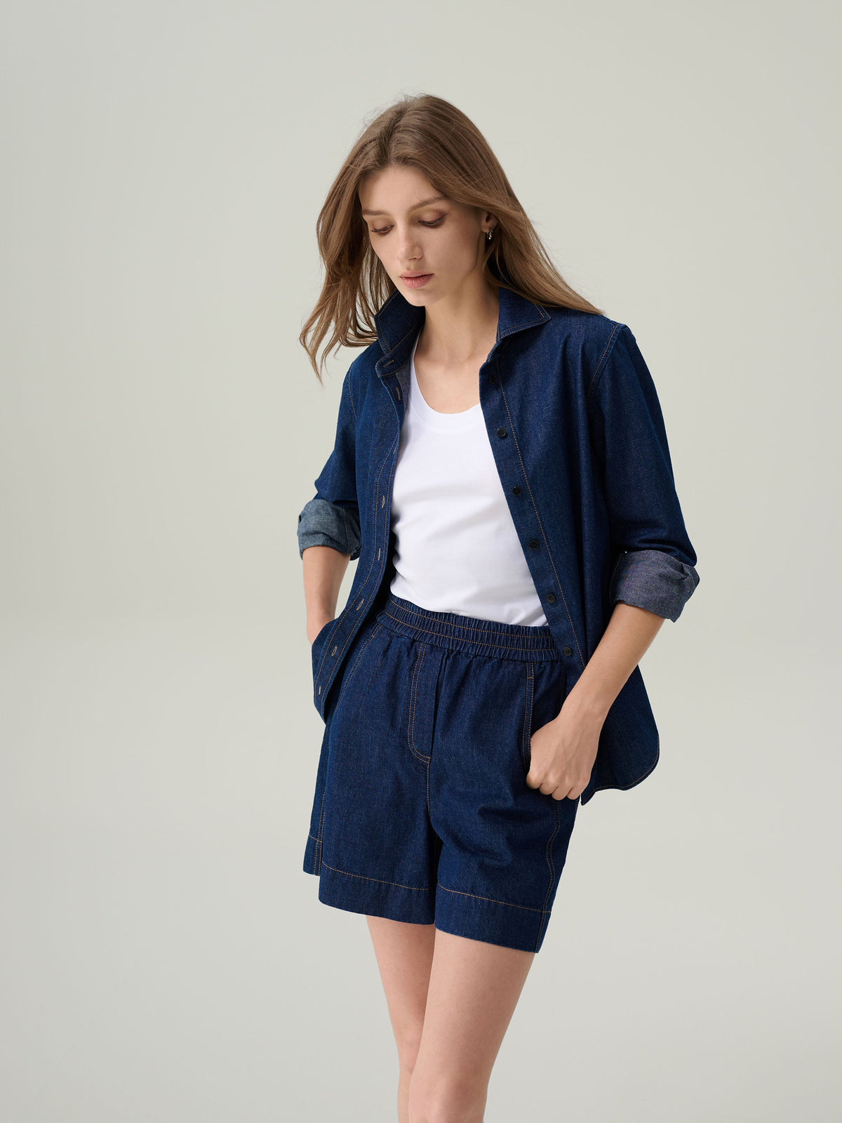 Daphne Dark Denim Button Down Top