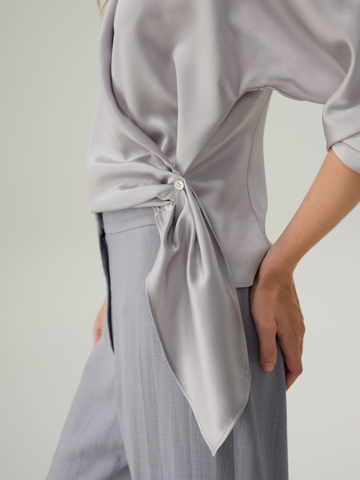 Juliette Satin Wrap 
Blouse