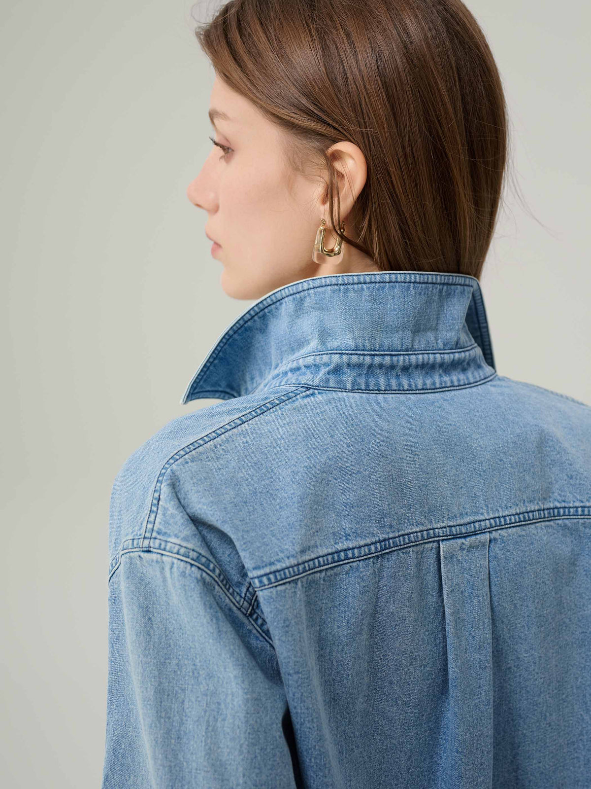 Lara Light Denim Button 
Down Top