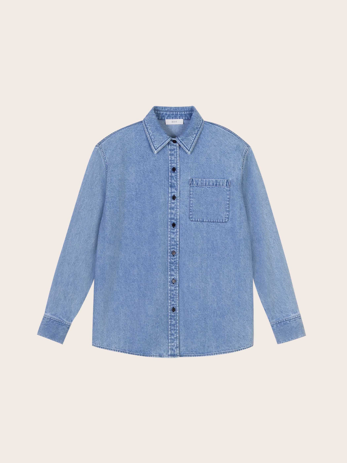 Lara Light Denim Button 
Down Top