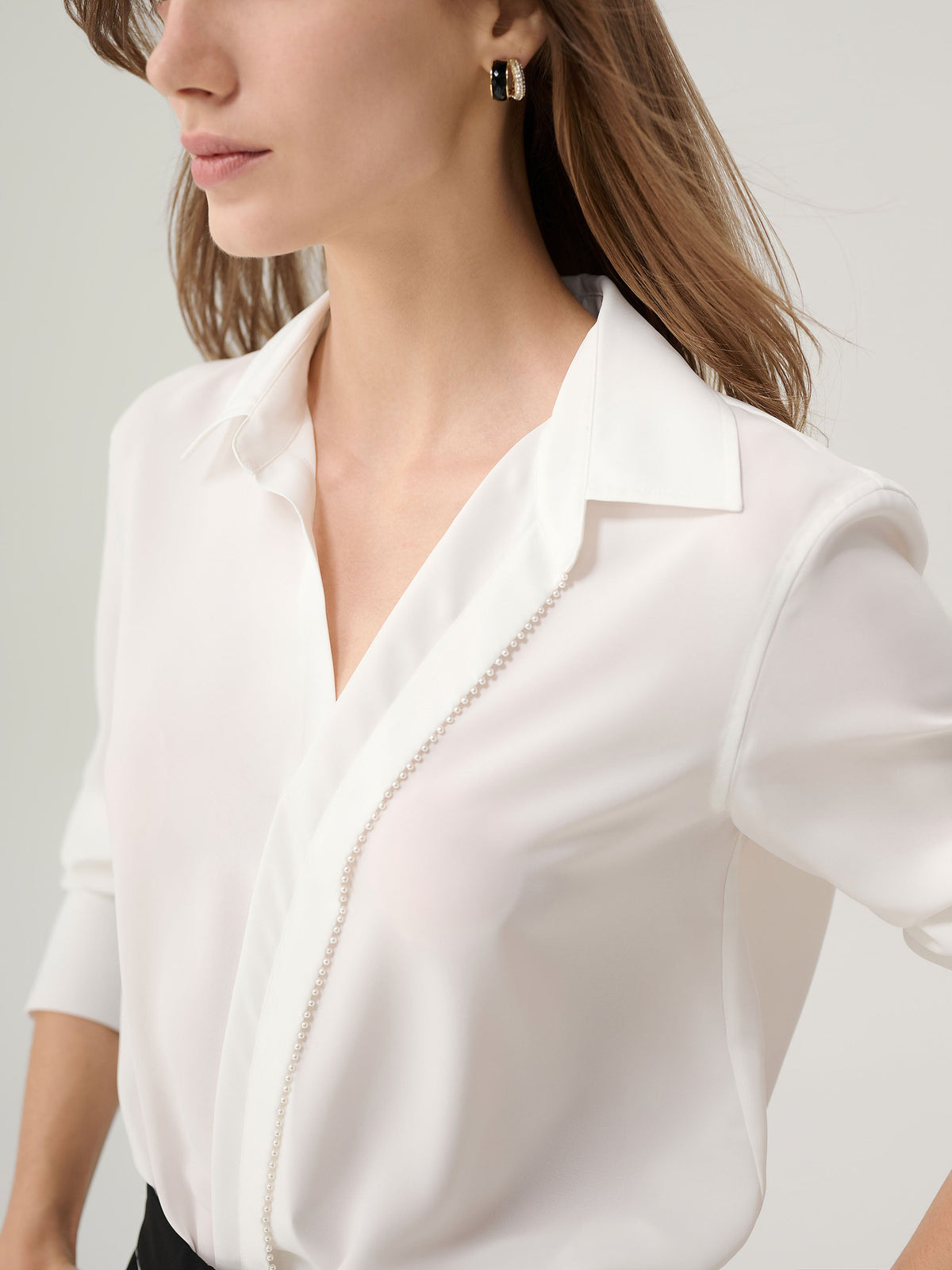 Dahlia Pleated Button 
Down Blouse
