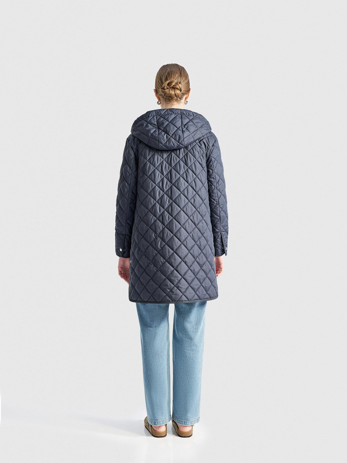 CELESTE QUILTED WOOL FILLED LONG COAT