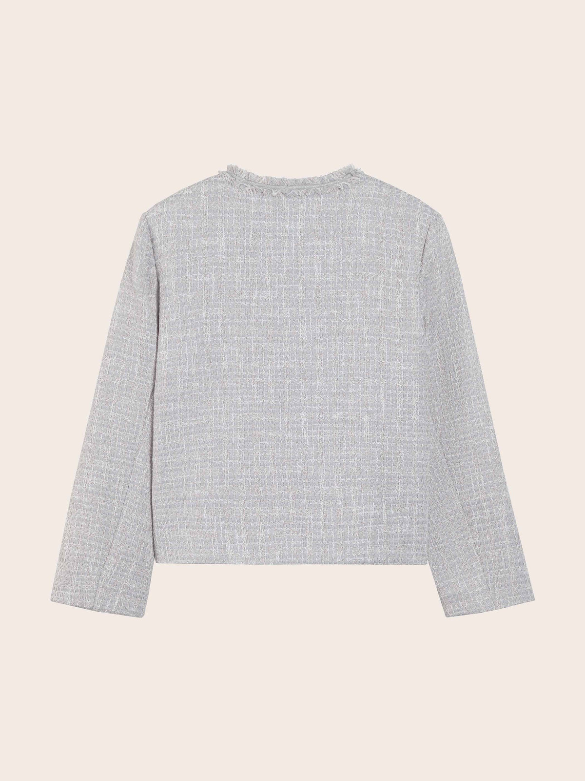 SYLVIA COLLARLESS DOUBLE POCKETS TWEED JACKET