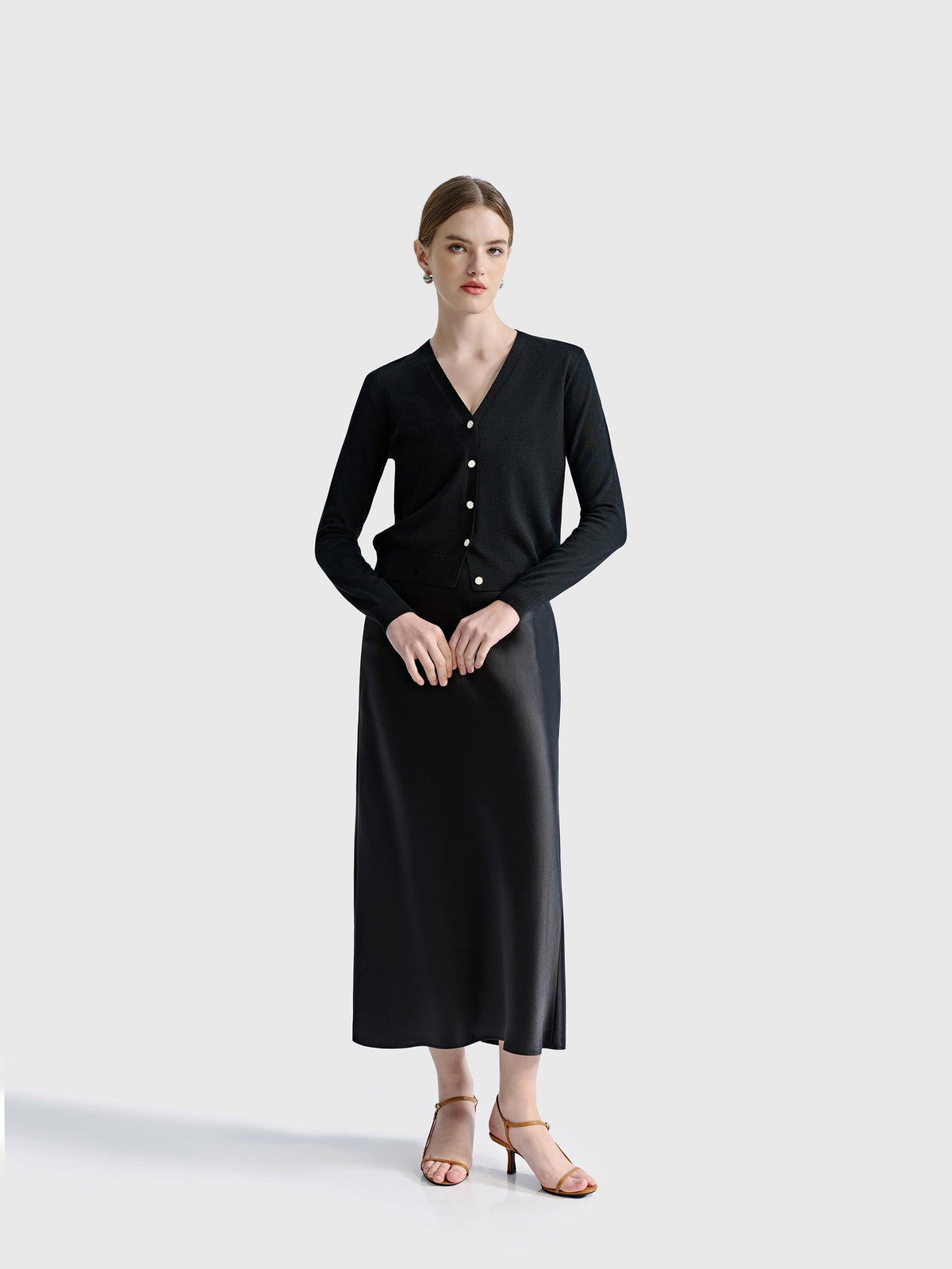 OPEN V-NECK BUTTON FRONT CARDIGAN