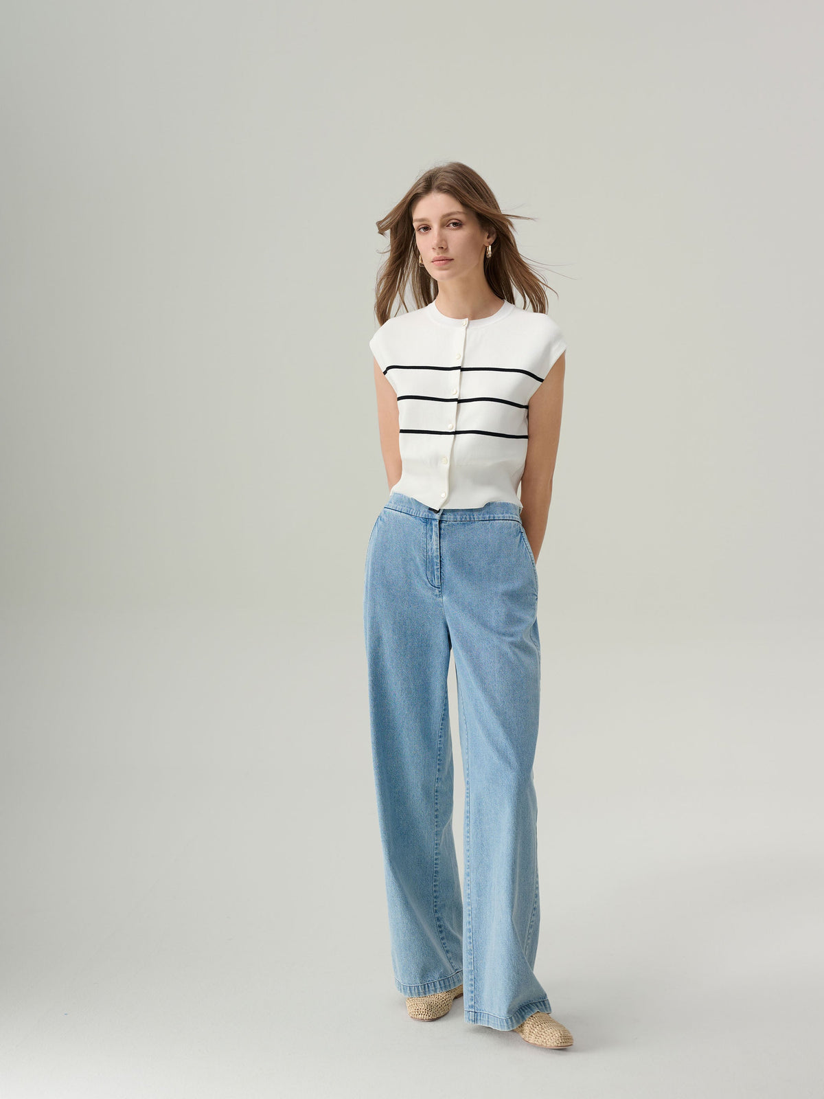 Lena Striped Button Up Top