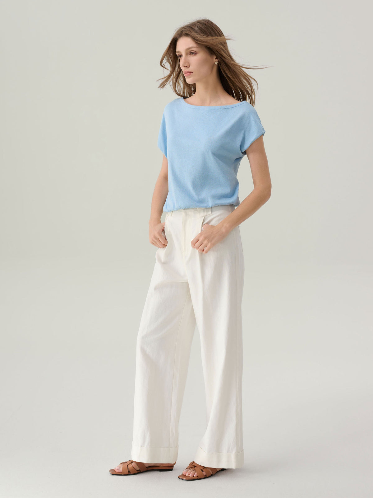 Lilia Cool Blue Silk Top