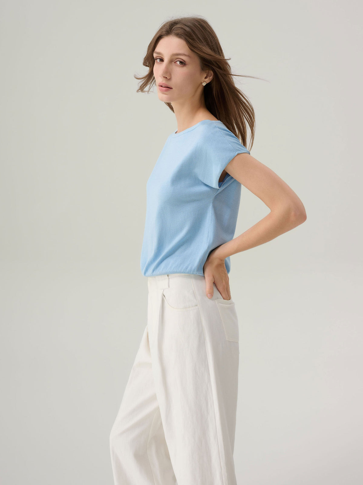 Lilia Cool Blue Silk Top