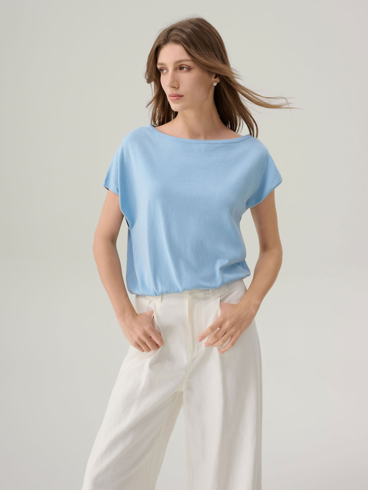 Lilia Cool Blue Silk Top