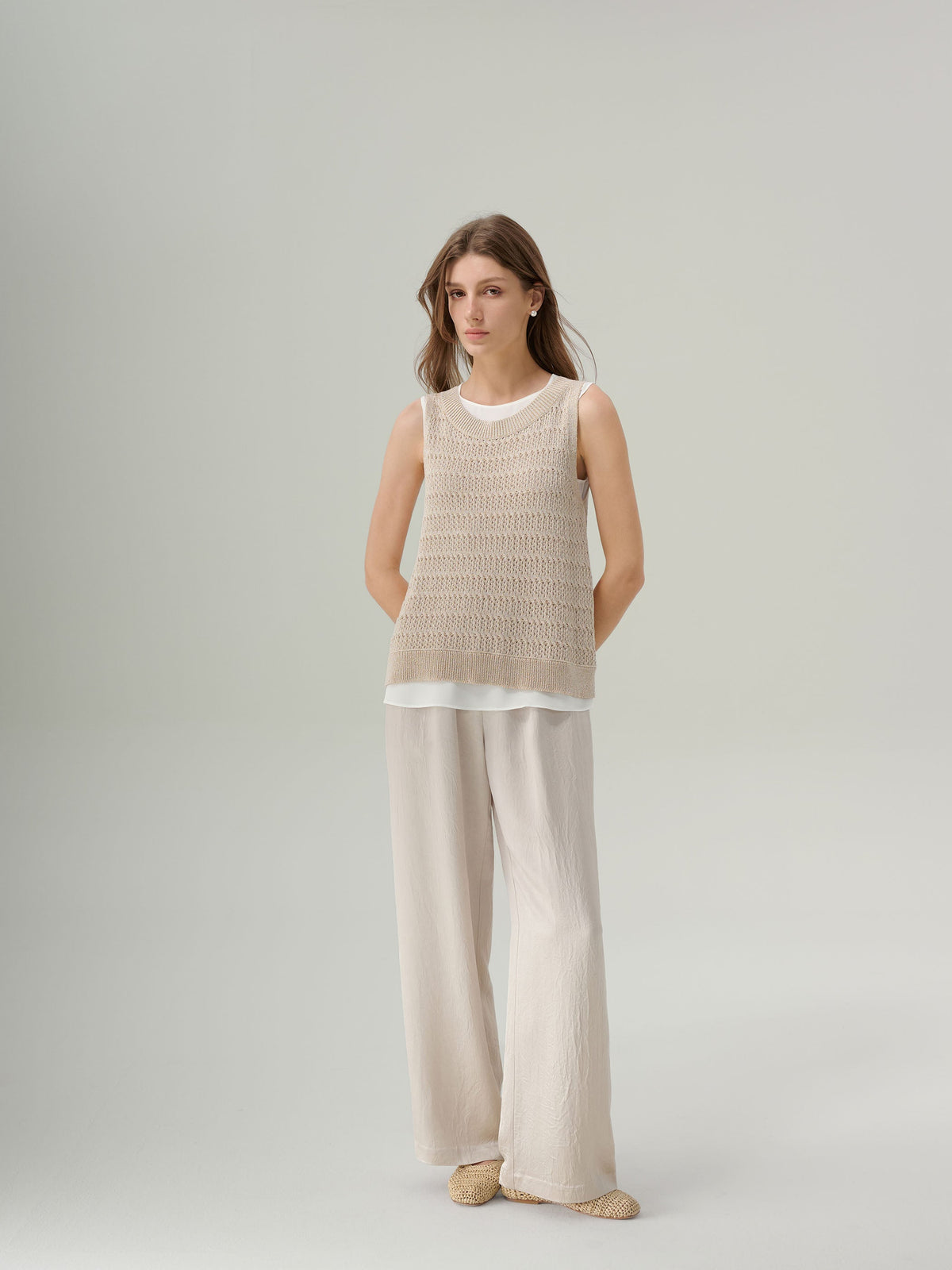 MIRI CRINKLE SATIN WIDE LEG PANT