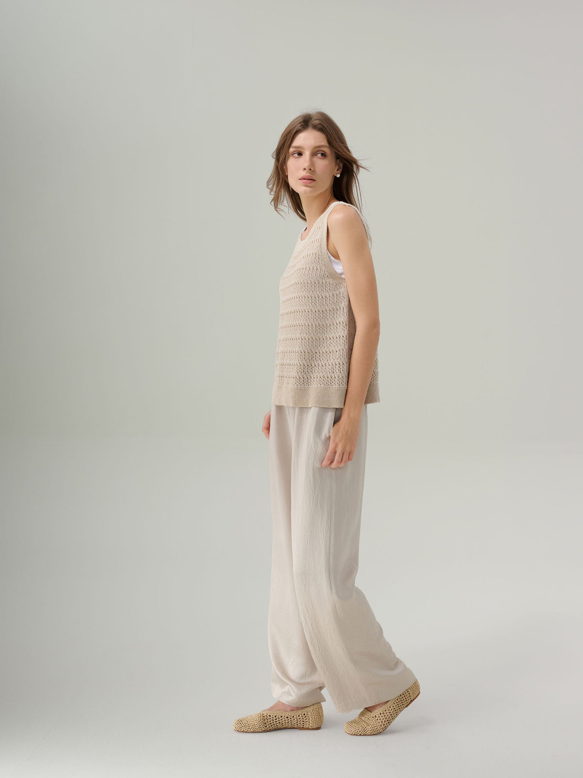 MIRI CRINKLE SATIN WIDE LEG PANT