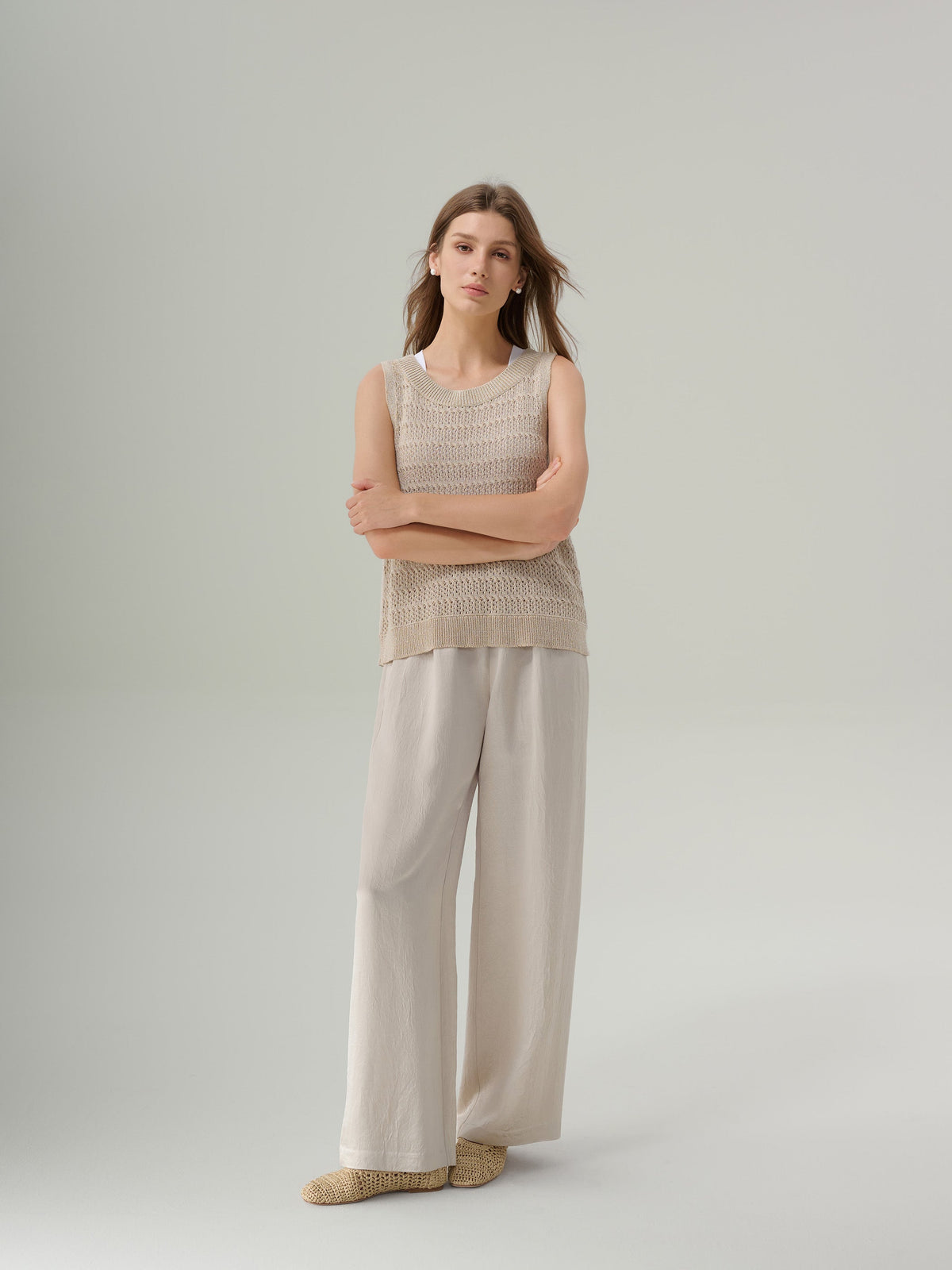 MIRI CRINKLE SATIN WIDE LEG PANT
