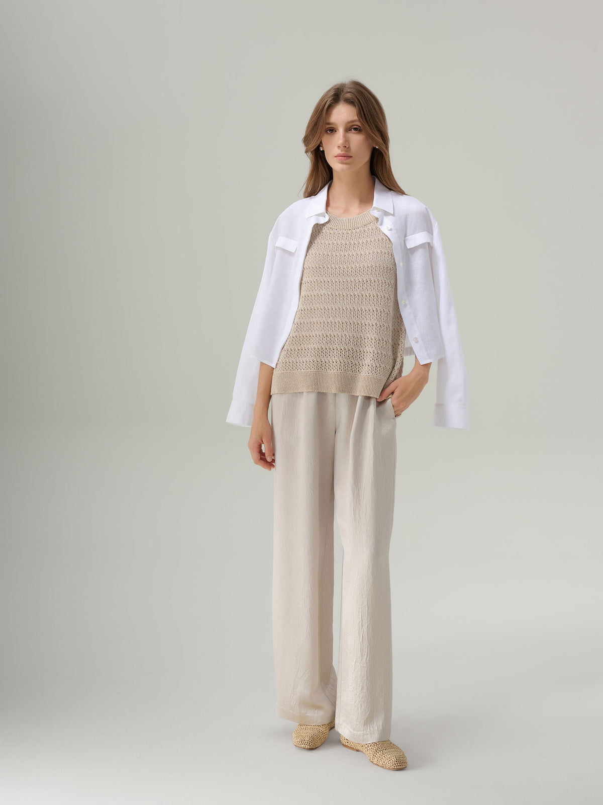 MIRI CRINKLE SATIN WIDE LEG PANT