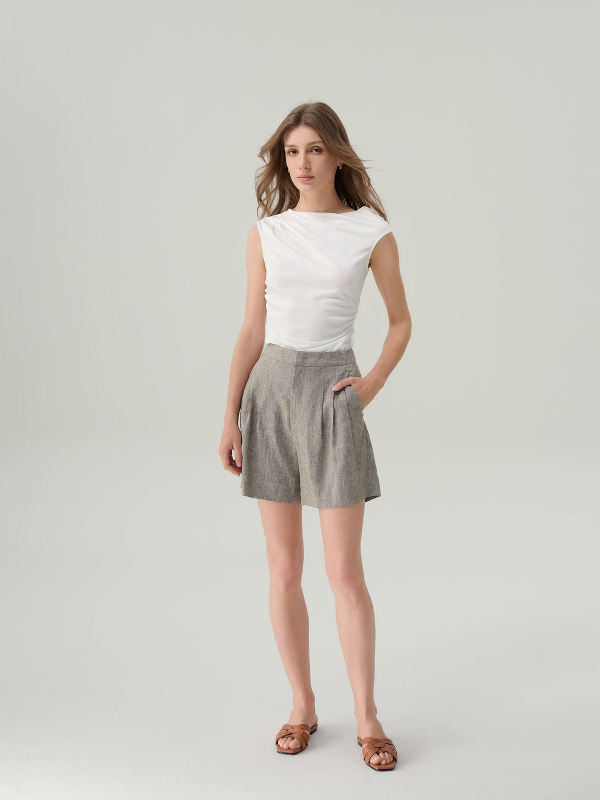Penelope High Waisted Linen Shorts
