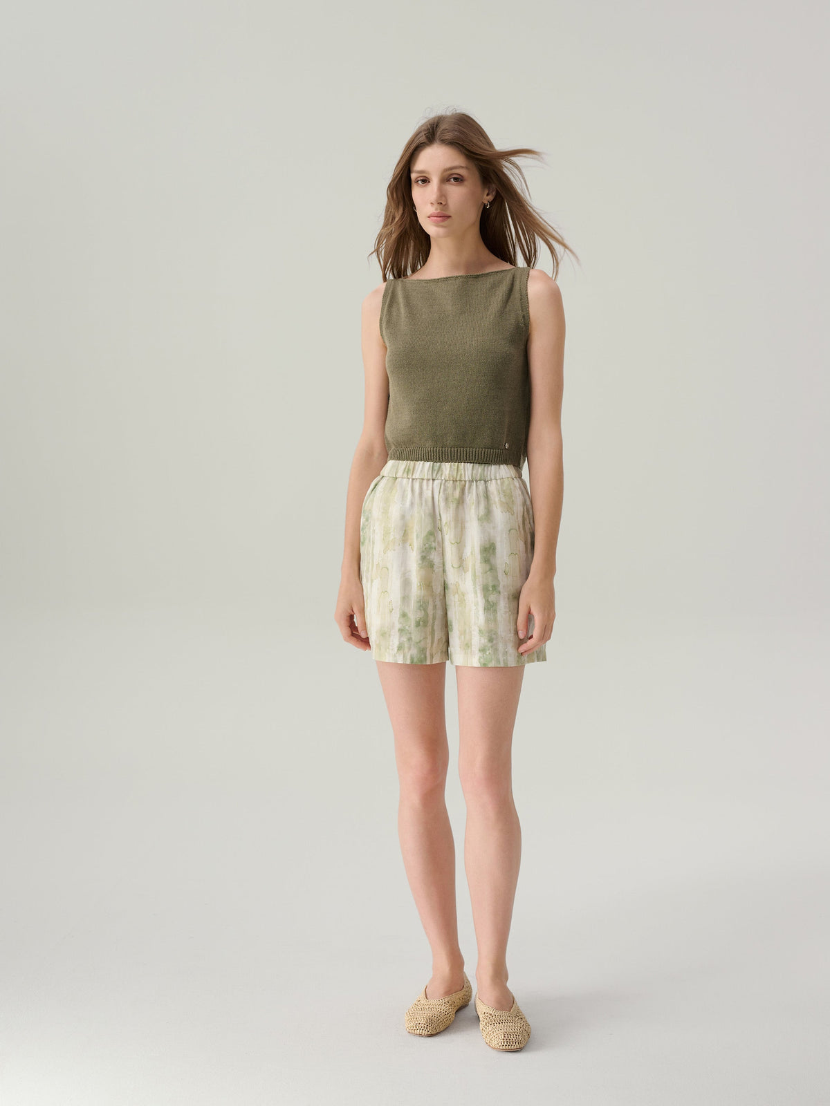 Riley Agave Green High Waisted Shorts