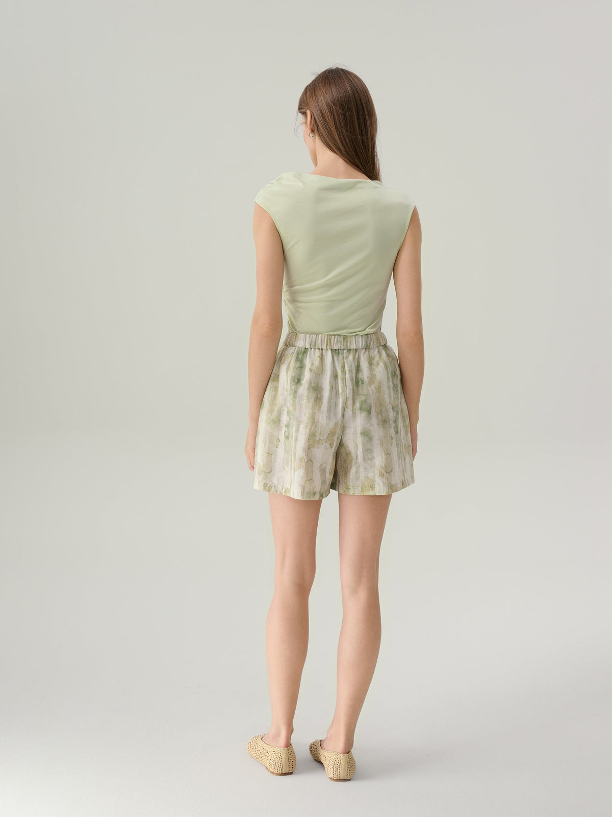 Riley Agave Green High Waisted Shorts