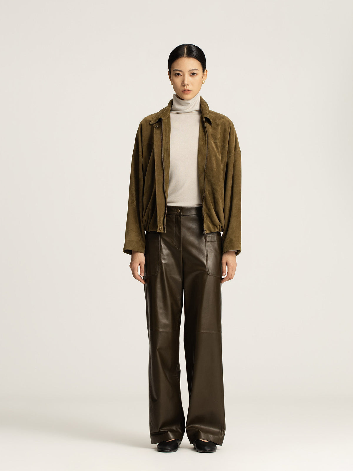 Greer Lambskin Wide-Leg Trousers