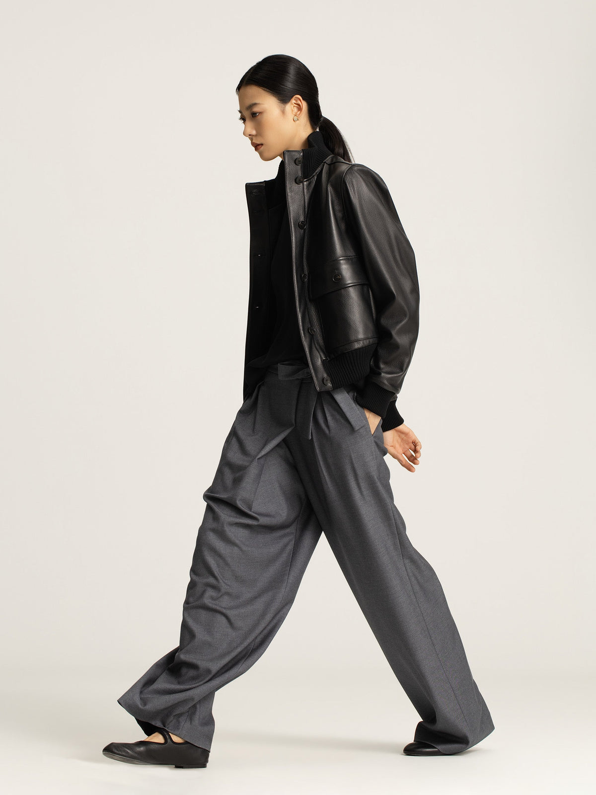 Amira Asymmetrical Pleated Trousers