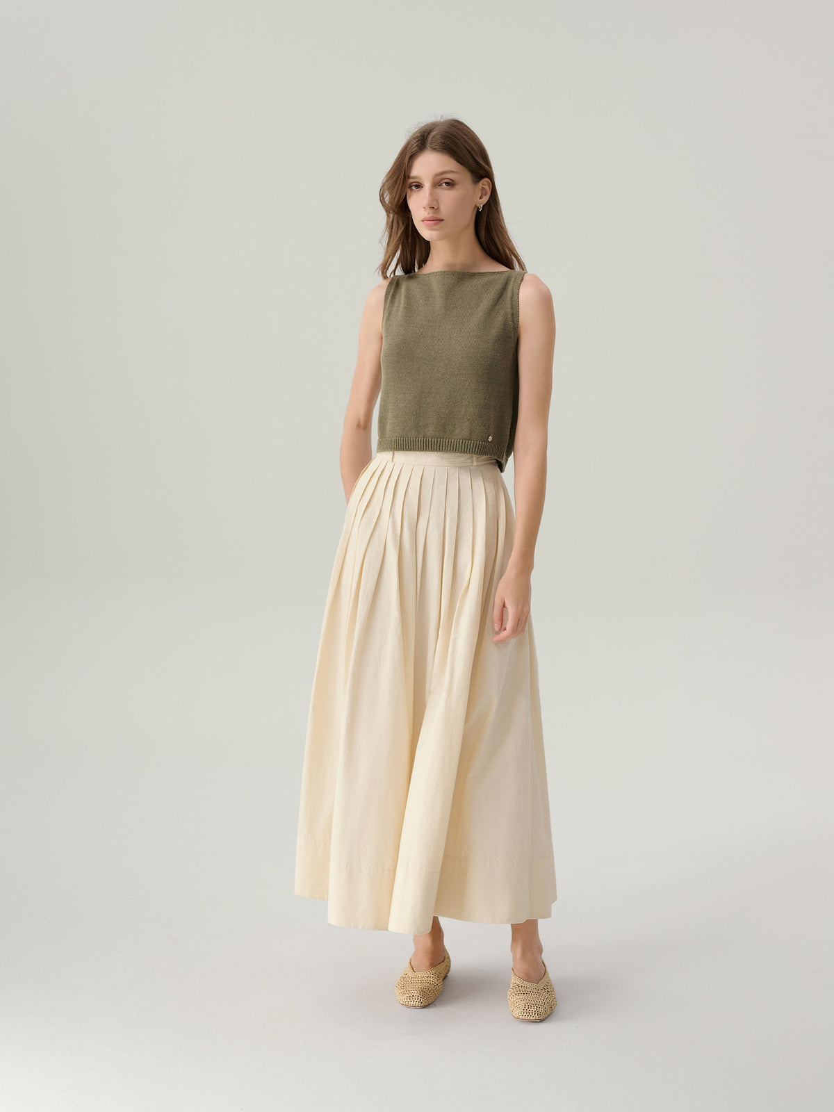 Sunny Cotton Midi Skirt