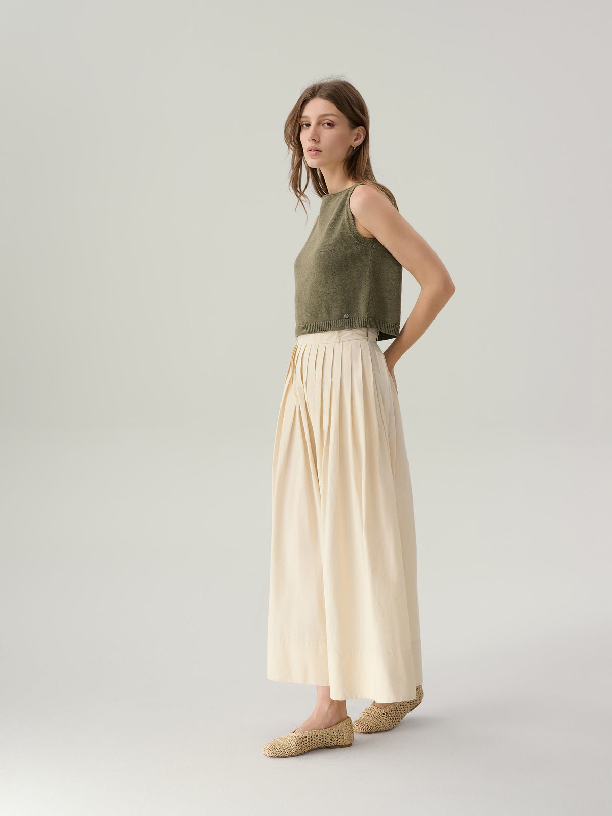 Sunny Cotton Midi Skirt