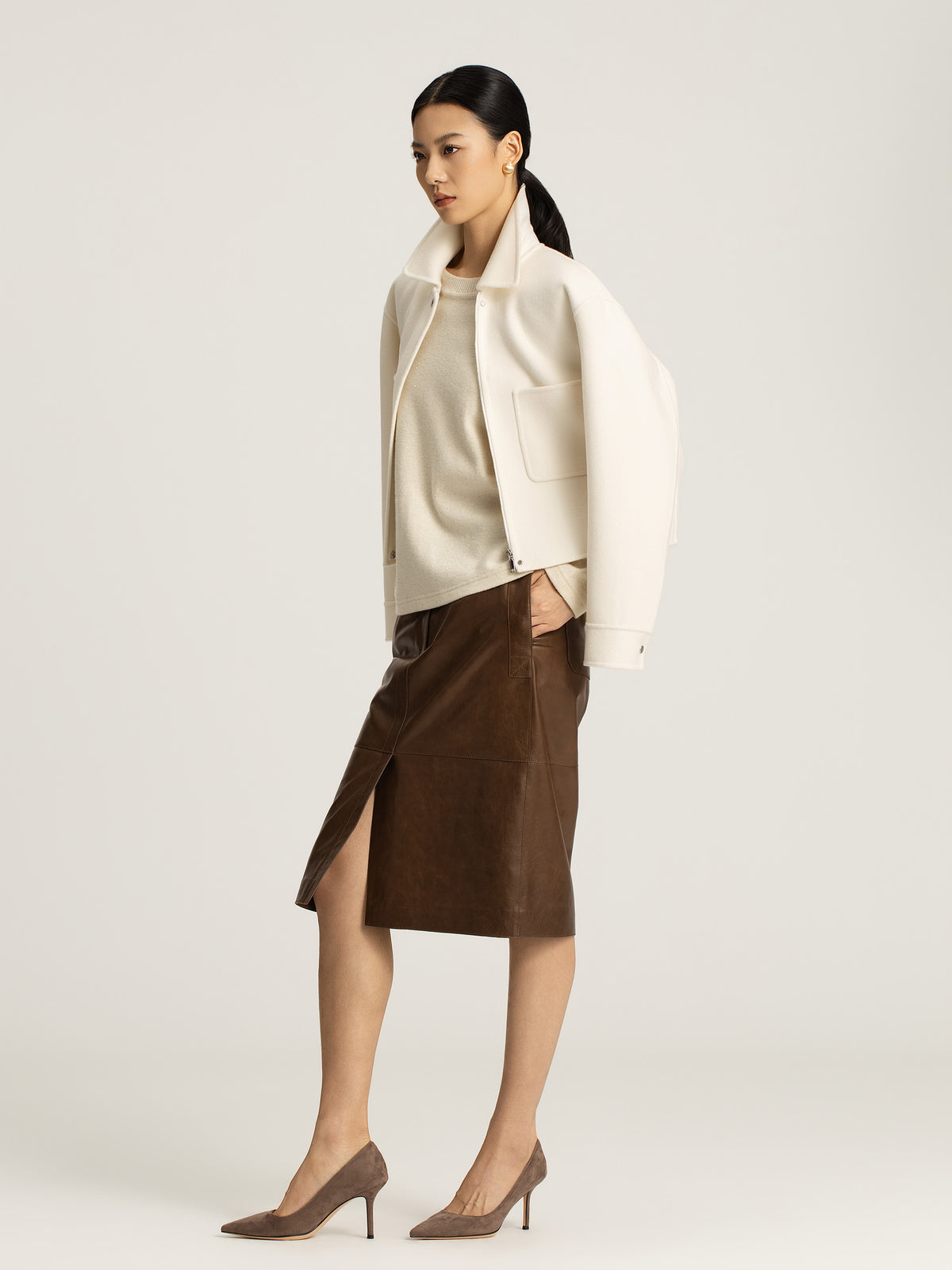 Arden Leather Pencil Skirt