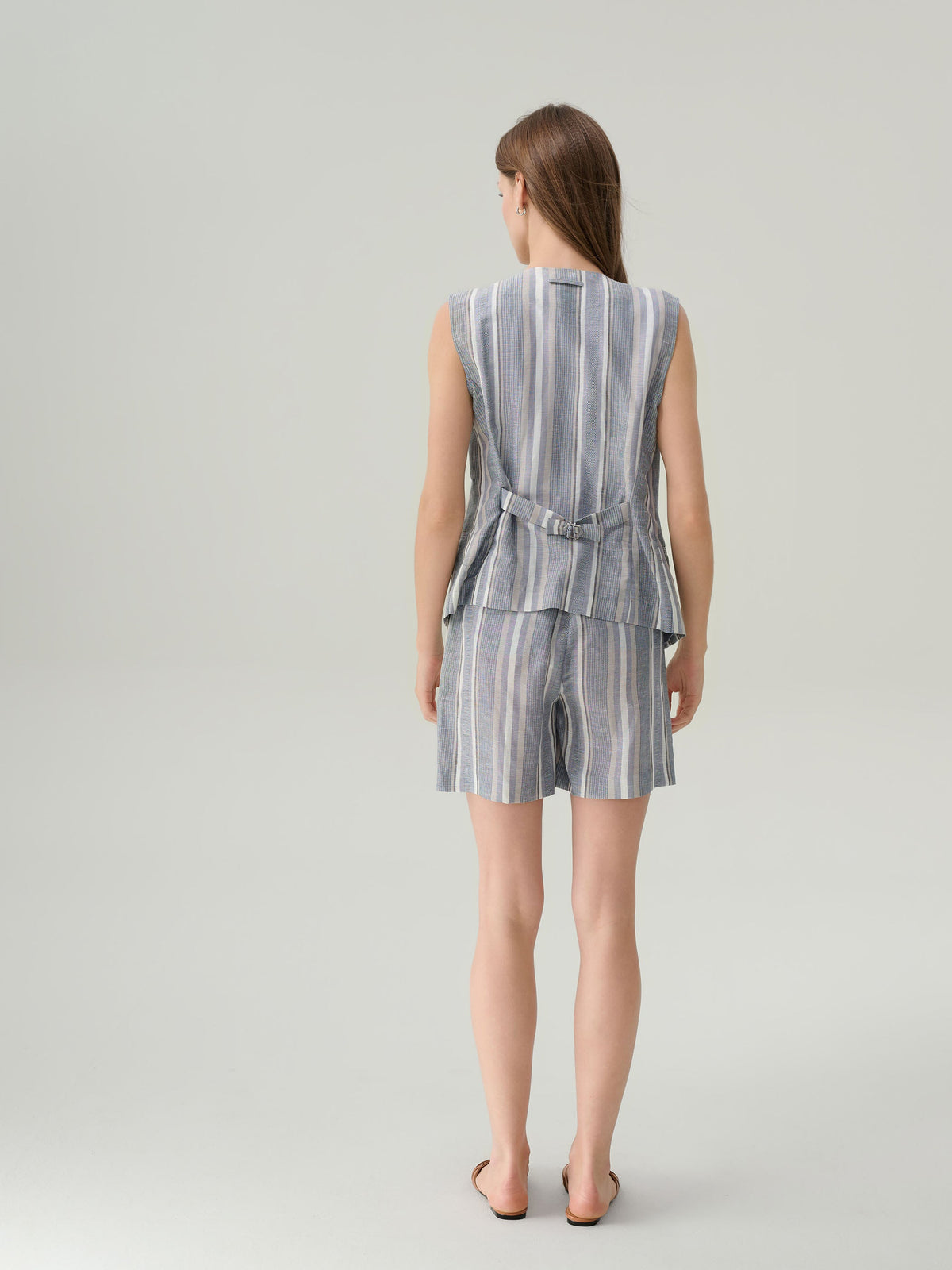 Joan Striped Linen Vest