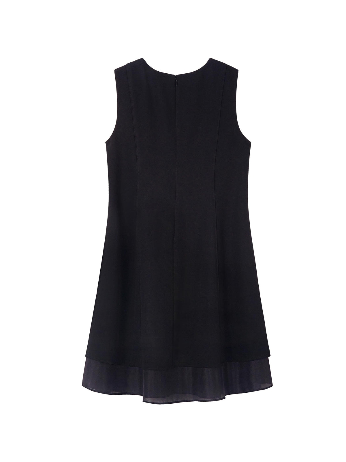 Sleeveless Knee Length Black Dress W/ Double Chiffon Layer | Women's Designer Clothing Australia