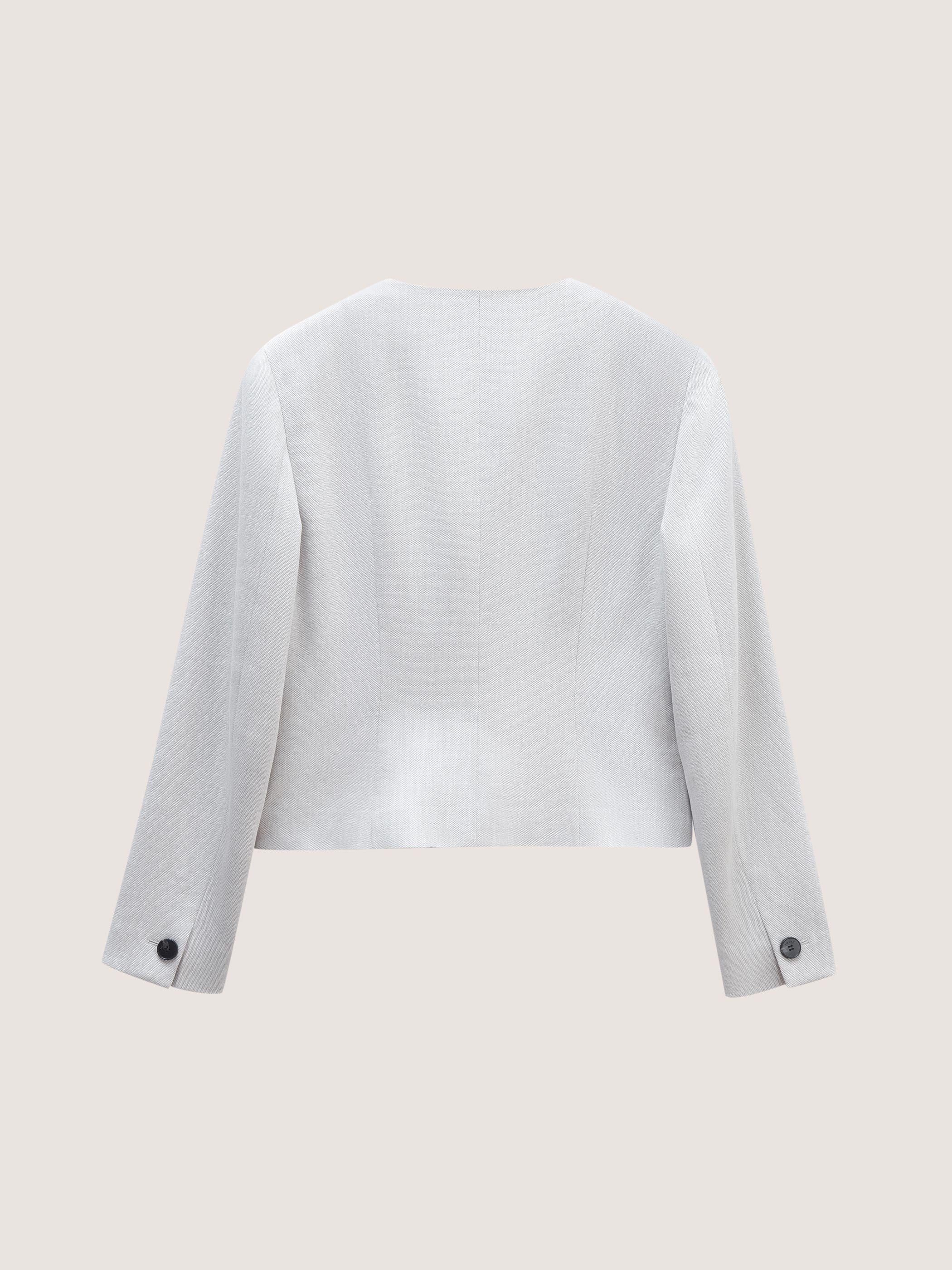 COLLARLESS BUTTONED SUIT JACKET | Women's Designer Suits in